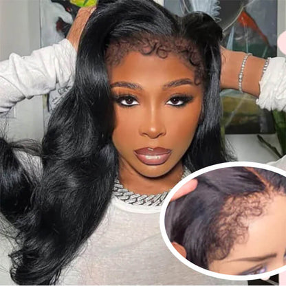 Natural 4C Curly Baby Hair 13x4 HD Lace Front Human Hair Body Wave Wig - 12 / 13x4 Lace / 150% - Lyvelle