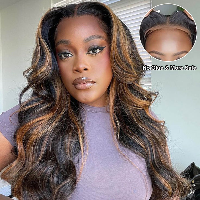 5x5 13x4 HD Lace Front Wig - Balayage Highlight P1B/30 Body Wave - 100% Human Hair, Undetectable - 16 / 5x5 Lace / No - Lyvelle