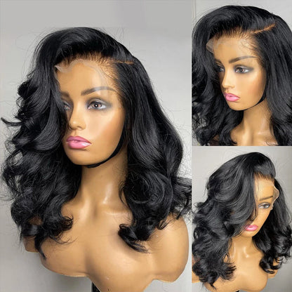 Pre-Plucked 13x4 Lace Front Human Hair Wig - Short Bob with Body Wave Style - 10 / 13x4 Lace / 150% - Lyvelle