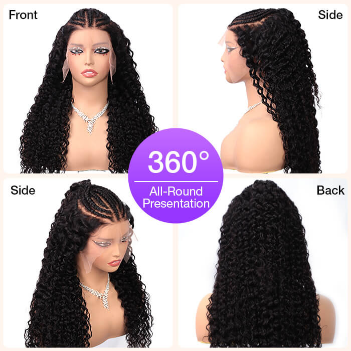 Curly Pre-Braided 13x6 Lace Front Wig - Full Lace, Pre-Bleached & Pre-Plucked - 18 / Yes / 150% - Lyvelle