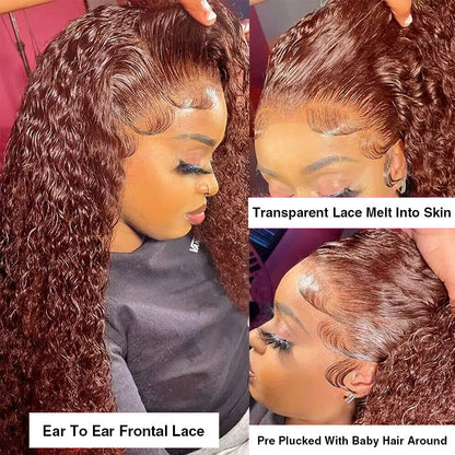 Pre-Styled Reddish Brown 13x4 Lace Front Jerry Curly Wig – Easy Wear, No Glue Required - 12 / 13x4 Pre-All Wig / 150% - Lyvelle