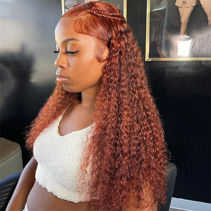 Pre-Styled Reddish Brown 13x4 Lace Front Jerry Curly Wig – Easy Wear, No Glue Required - 12 / 13x4 Pre-All Wig / 150% - Lyvelle