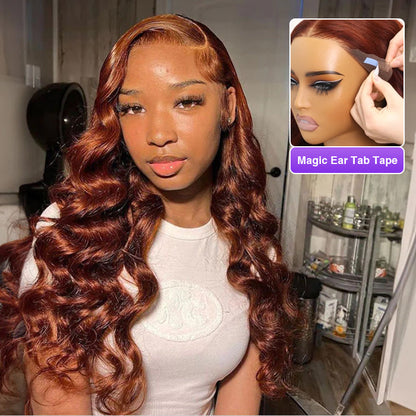 13x4 Lace Front Reddish Brown Body Wave Wig - Real Ear-to-Ear, Pre-Styled, Glueless & Easy to Wear - 12 / 13x4 Pre-All Wig / 150% - Lyvelle