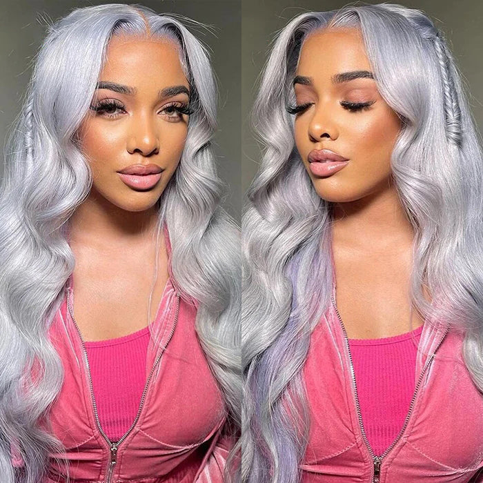 Grey 13x4 HD Lace Frontal Human Hair Wig for Women - Colored Elegance - 12 / 150% / Straight - Lyvelle