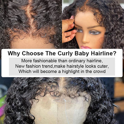 Curly 4C Edges Lace Front Bob Wig - Glueless Human Hair with Pre-Plucked Hairline - 12 / 8x5 Pre Cut Lace / Natural 150% - Lyvelle