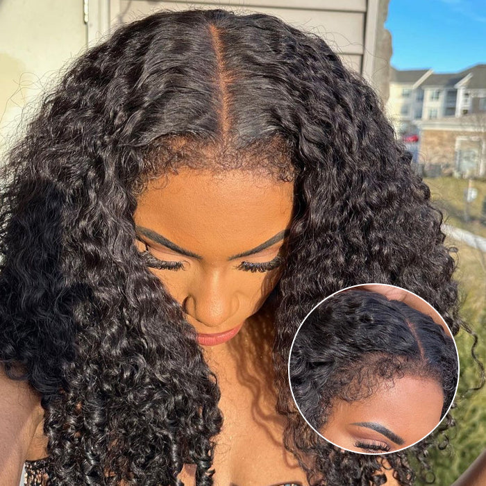 4C Edges Deep Wave HD Lace Front Wig - 5x5/13x4 Human Hair with Curly Baby Hairs for a Natural Hairline - 12 / 8x5 Lace Wear Go / 150% - Lyvelle