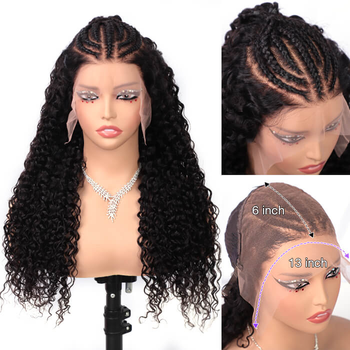 Curly Pre-Braided 13x6 Lace Front Wig - Full Lace, Pre-Bleached & Pre-Plucked - 18 / Yes / 150% - Lyvelle