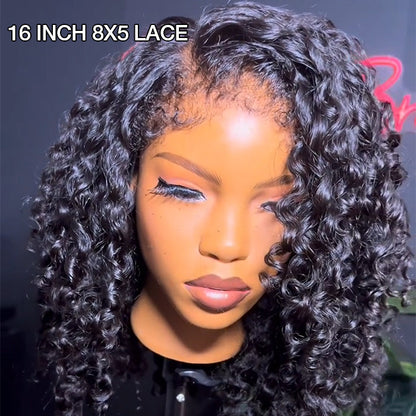 Curly 4C Edges Lace Front Bob Wig - Glueless Human Hair with Pre-Plucked Hairline - 12 / 8x5 Pre Cut Lace / Natural 150% - Lyvelle