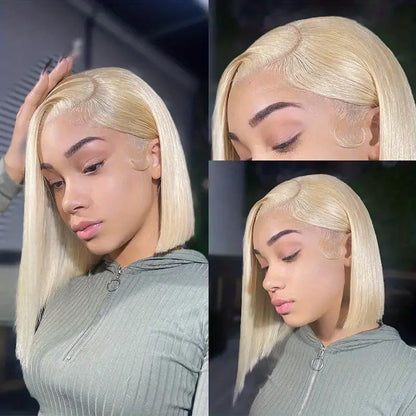 613 Blonde Straight Bob Wig - Human Hair, Pre-Plucked, Glueless Lace - 8 / 13x4 Lace / 150% - Lyvelle