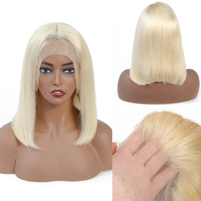 613 Blonde Straight Bob Wig - Human Hair, Pre-Plucked, Glueless Lace - 8 / 13x4 Lace / 150% - Lyvelle