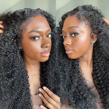 4C Edges Curly Human Hair Wig - Transparent 13x4 HD Lace, Pre-Plucked with Curly Baby Hairs - 12 / 8x5 Lace Wear Go / 150% - Lyvelle