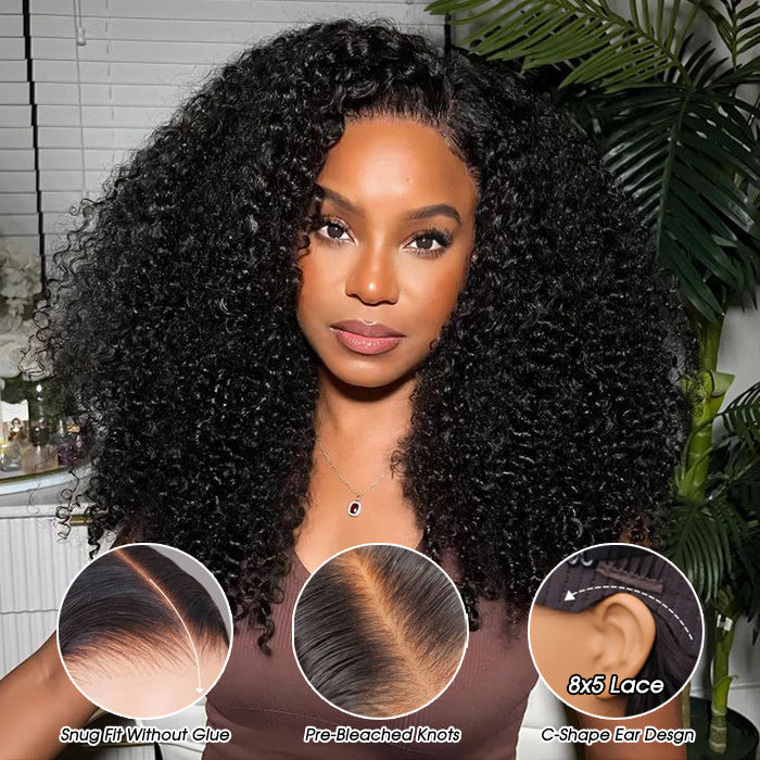 250% Density Curly HD Lace Front Wig - Pre-Bleached, Glueless, Ready to Wear Human Hair - 16 / 8x5 Lace Wear Go / 250% Same with Picture(what you see what you get) - Lyvelle