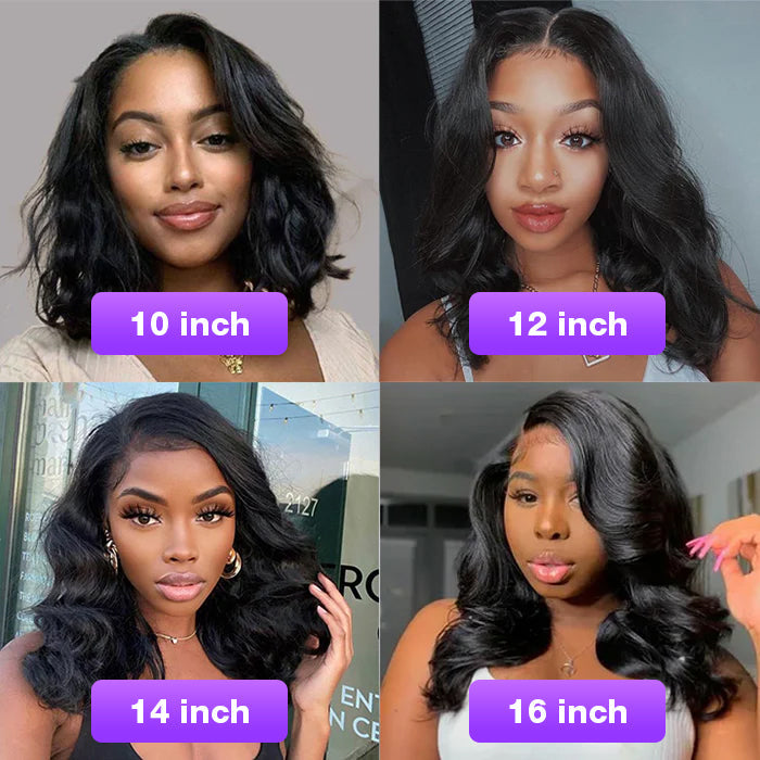 Pre-Plucked 13x4 Lace Front Human Hair Wig - Short Bob with Body Wave Style - 10 / 13x4 Lace / 150% - Lyvelle