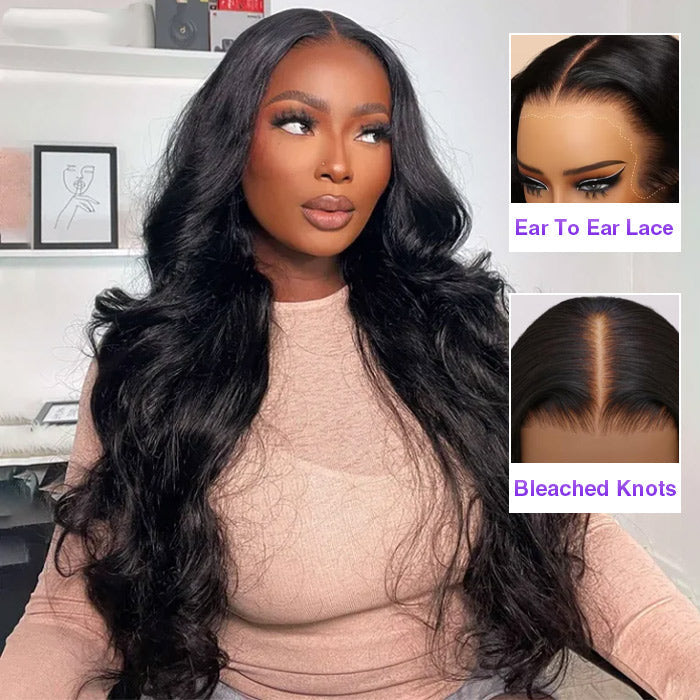 3D Body Wave 13x4 Pre-Bleached Lace Frontal Wig with Ear-to-Ear Coverage and Pre-Cut Lace for Ultimate Secure Fit - 18 / 13x4 Lace 220% Wig / No Baby Hair(40Pcs Free Ear Tape) - Lyvelle