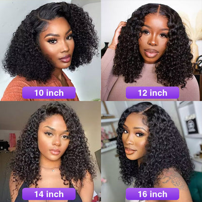 100% Human Hair Curly Short Bob Wig - Pre-Plucked Glueless Lace Front - 10 / 4x4 Lace / 150% - Lyvelle