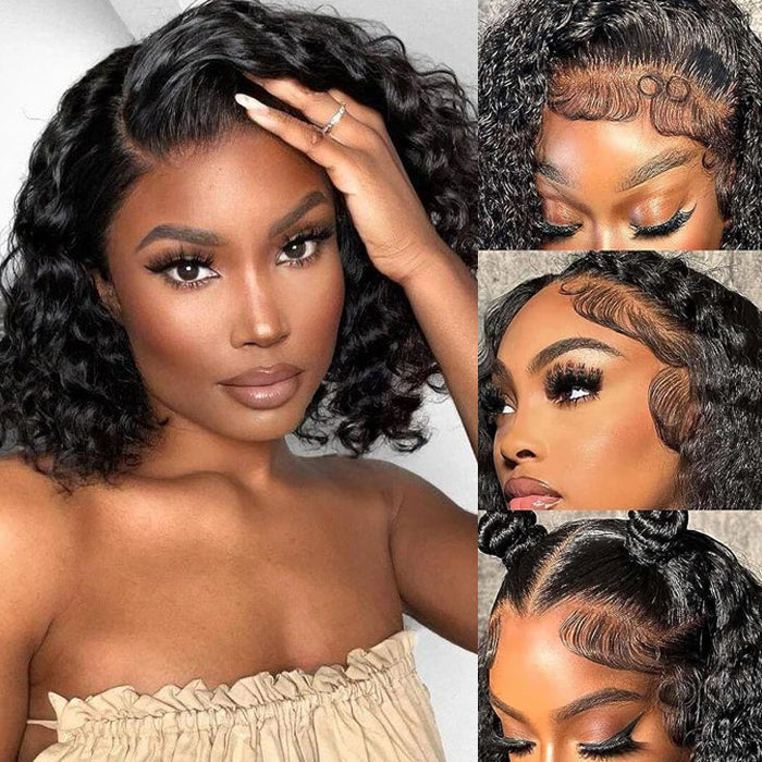 HD Lace Front Bob Wig with Deep Wave – Pre-Plucked Human Hair Wigs for Women - 10 / 4x4 Lace / 150% - Lyvelle