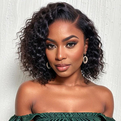 HD Lace Front Bob Wig with Deep Wave – Pre-Plucked Human Hair Wigs for Women - 10 / 4x4 Lace / 150% - Lyvelle