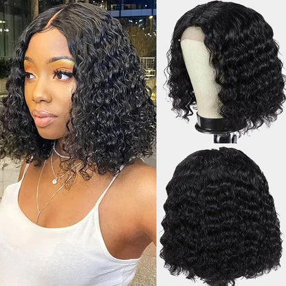 HD Lace Front Bob Wig with Deep Wave – Pre-Plucked Human Hair Wigs for Women - 10 / 4x4 Lace / 150% - Lyvelle