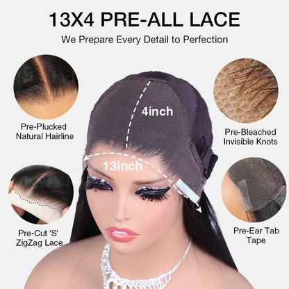 3D Body Wave 13x4 Pre-Bleached Lace Frontal Wig with Ear-to-Ear Coverage and Pre-Cut Lace for Ultimate Secure Fit - 18 / 13x4 Lace 220% Wig / No Baby Hair(40Pcs Free Ear Tape) - Lyvelle