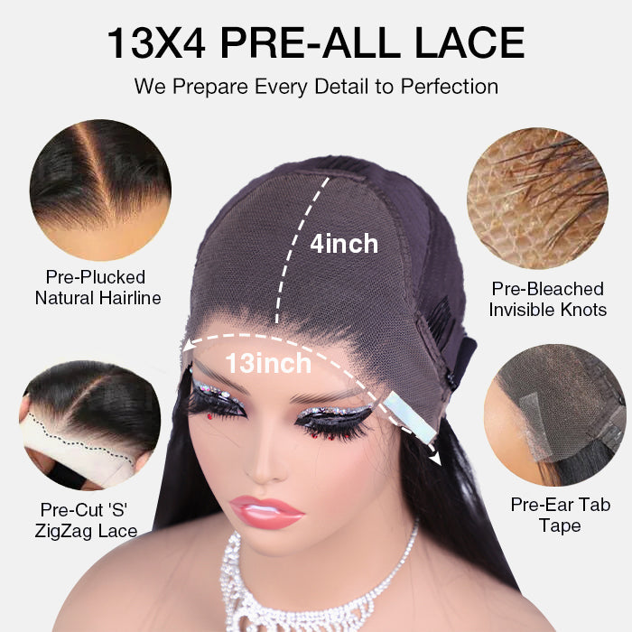 Glueless Curly Lace Front Wig - 13x4 Pre-Cut Ear-to-Ear with Pre-Bleached & Pre-Plucked Features - 12 / 13x4 Pre Cut Lace / 150% - Lyvelle