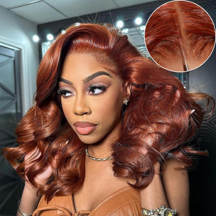 13x4 Lace Front Reddish Brown Body Wave Wig - Real Ear-to-Ear, Pre-Styled, Glueless & Easy to Wear - 12 / 13x4 Pre-All Wig / 150% - Lyvelle