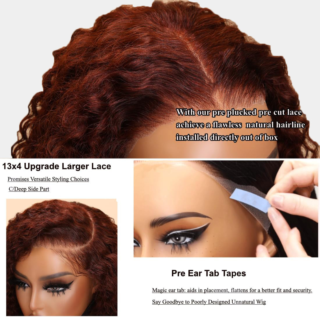 Pre-Styled Reddish Brown 13x4 Lace Front Jerry Curly Wig – Easy Wear, No Glue Required - 12 / 13x4 Pre-All Wig / 150% - Lyvelle