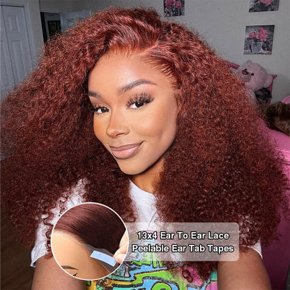 Pre-Styled Reddish Brown 13x4 Lace Front Jerry Curly Wig – Easy Wear, No Glue Required - 12 / 13x4 Pre-All Wig / 150% - Lyvelle