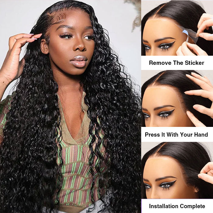 SKINLIKE HD Lace Frontal Water Wave Wig - 13x6 Pre-Cut Glueless Full Frontal with Bleached Small Knots - 12 / 13x4 Lace Ready Go / 150% - Lyvelle