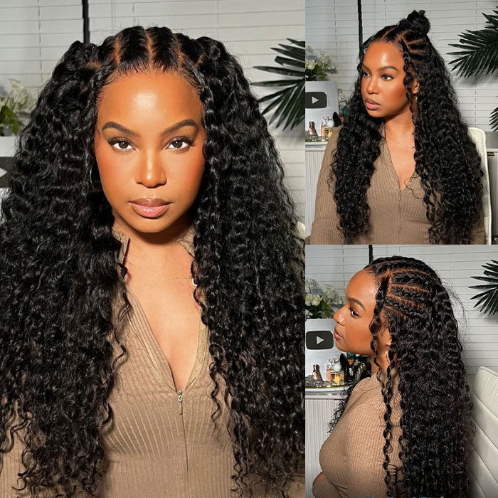 SKINLIKE HD Lace Frontal Water Wave Wig - 13x6 Pre-Cut Glueless Full Frontal with Bleached Small Knots - 12 / 13x4 Lace Ready Go / 150% - Lyvelle