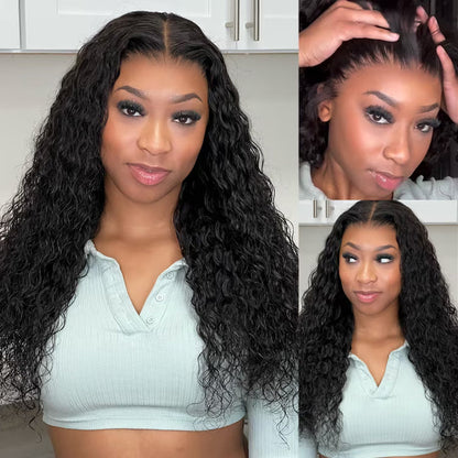 SKINLIKE HD Lace Frontal Water Wave Wig - 13x6 Pre-Cut Glueless Full Frontal with Bleached Small Knots - 12 / 13x4 Lace Ready Go / 150% - Lyvelle