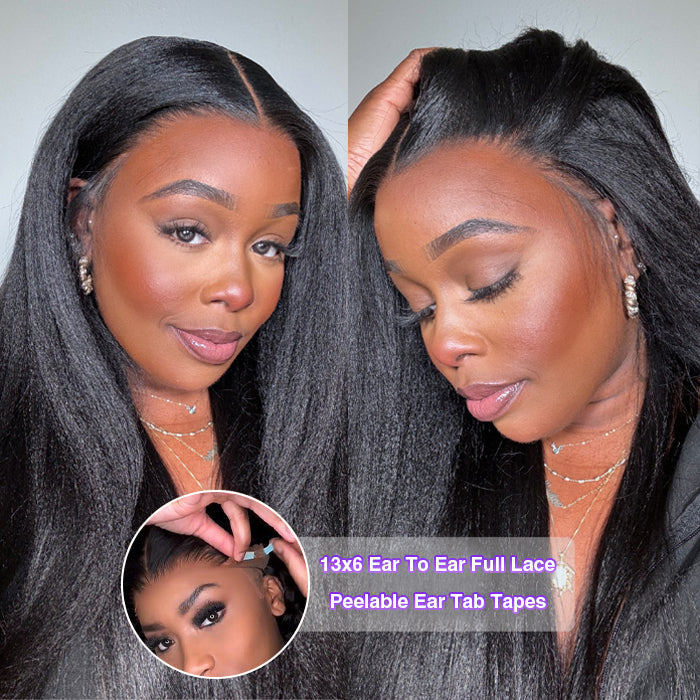 13x6 Lace Frontal Yaki Straight Pre-Cut & Pre-Plucked Ear-to-Ear Glueless Wig - 12 / 13x4 Lace / 150% - Lyvelle