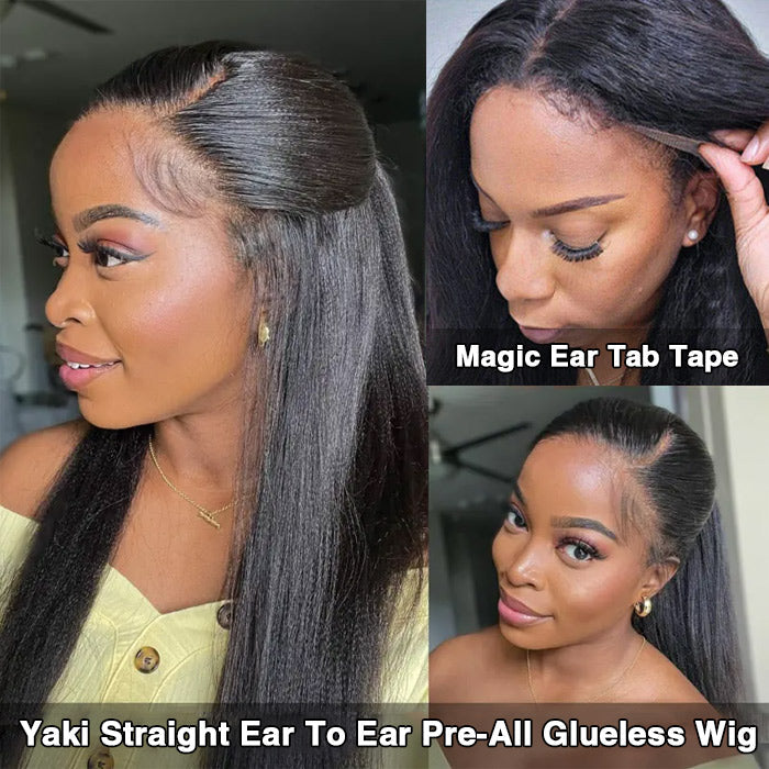 13x6 Lace Frontal Yaki Straight Pre-Cut & Pre-Plucked Ear-to-Ear Glueless Wig - 12 / 13x4 Lace / 150% - Lyvelle