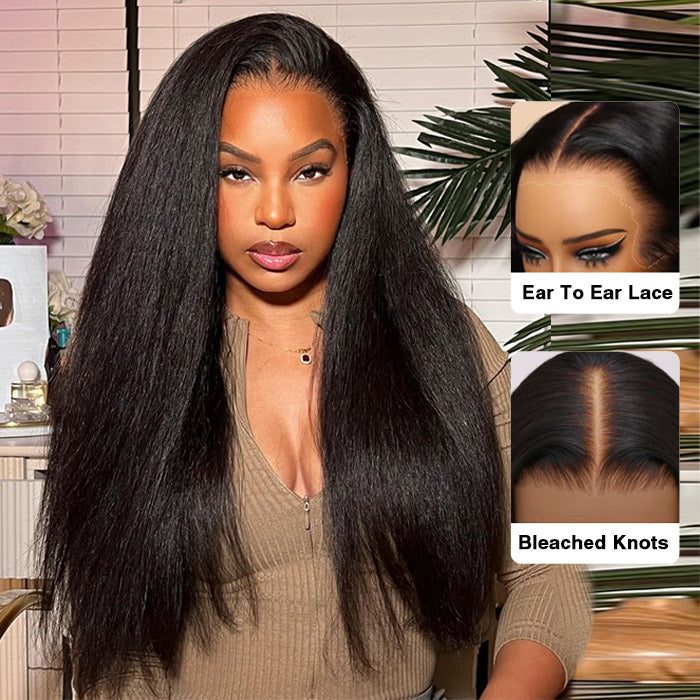 13x6 Lace Frontal Yaki Straight Pre-Cut & Pre-Plucked Ear-to-Ear Glueless Wig - 12 / 13x4 Lace / 150% - Lyvelle