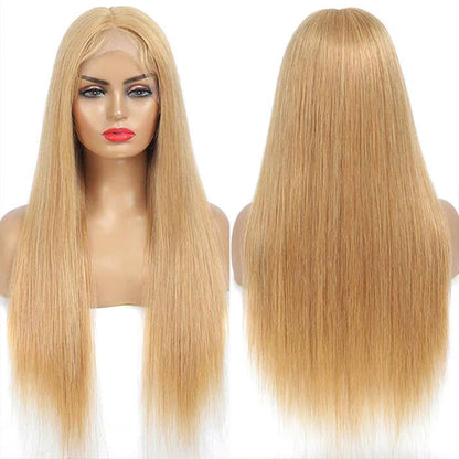 Honey Blonde 13x4 HD Transparent Lace Front Wig - #27 Blonde Human Hair Frontal Wig - 14 / Straight / 150% - Lyvelle