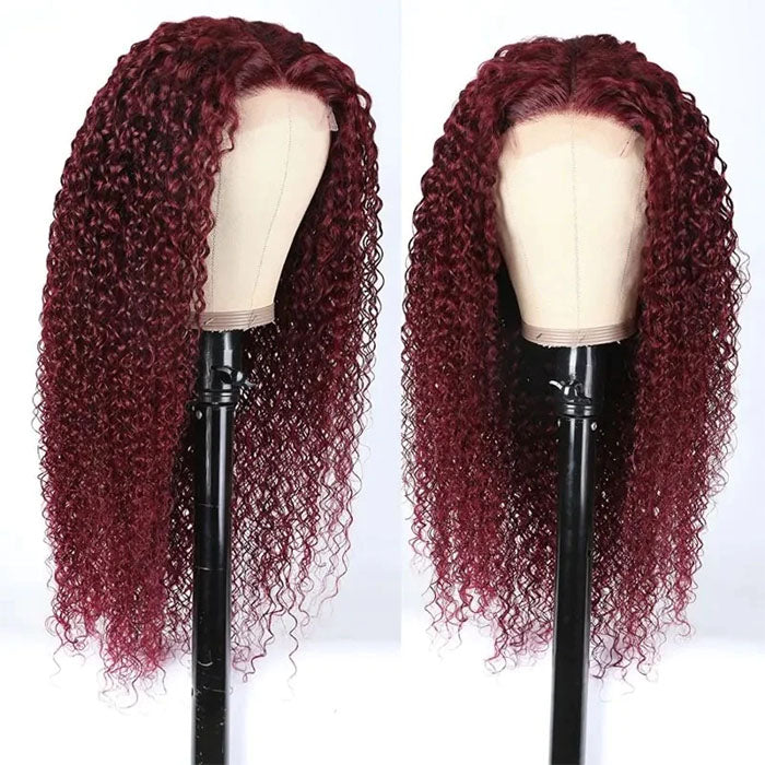 Long Curly 99J Burgundy 13x4 HD Lace Front Wig - Pre-Plucked Virgin Human Hair - 16 / 13x4 Lace / 150% - Lyvelle