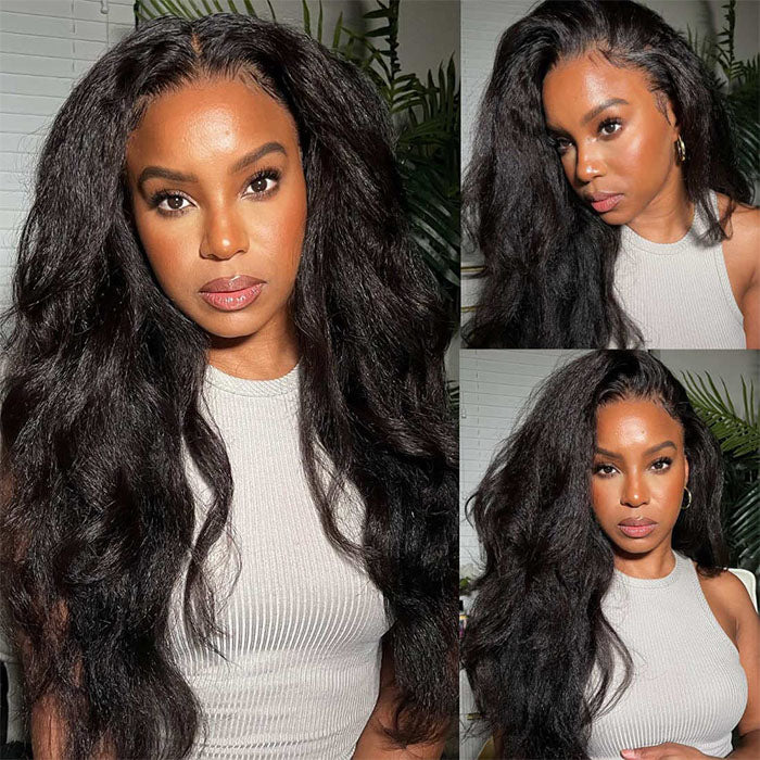 Kinky Straight HD Transparent Lace Front Wig - 4x4/13x6 Human Hair - 16 / 13x4 Lace / 150% - Lyvelle