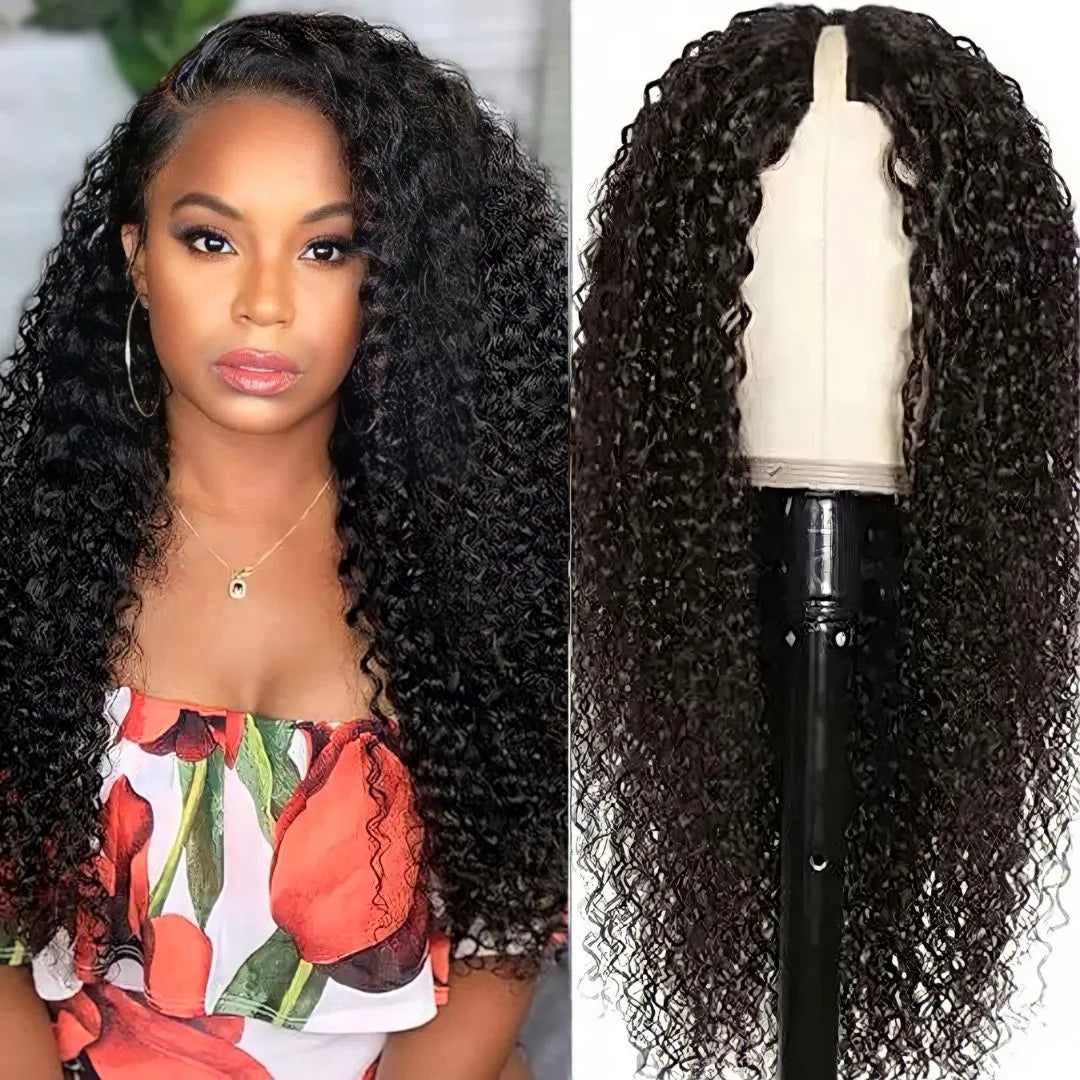 Kinky Curly U/V-Part Wig – 100% Brazilian Human Hair, 180% Density - 10" / Kinky Curly / V Part Wig - Lyvelle