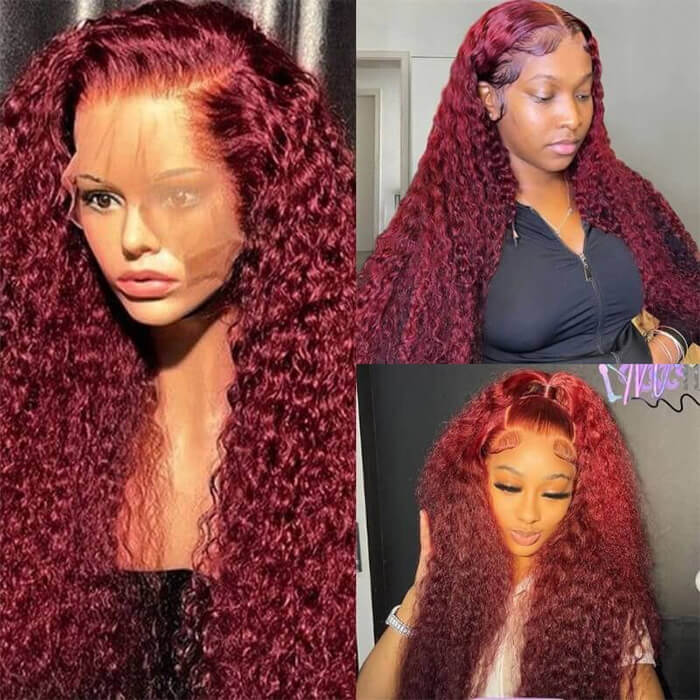 Burgundy HD Lace Front Wig for Women - 99J Straight/Body Wave, 13x4, Pre-Plucked Human Hair - 10 / Straight / 150% - Lyvelle