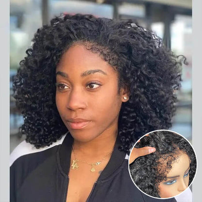 Curly 4C Edges Lace Front Bob Wig - Glueless Human Hair with Pre-Plucked Hairline - 12 / 8x5 Pre Cut Lace / Natural 150% - Lyvelle