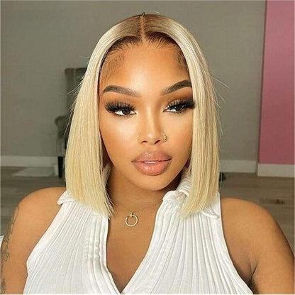 Ombre 613 Blonde Straight Bob Lace Front Wig - 13x4 Human Hair Wig for Women - 10 / T1B/613 / 150% - Lyvelle