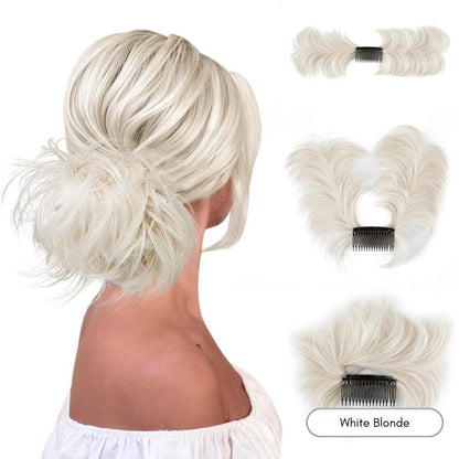 EasyClip Curly Hair Bun – Synthetic Clip-In Updo - White Blonde - Lyvelle