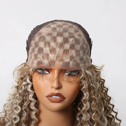 26-Inch Kinky Curly Lace Front Wig – Blonde, Brown & Platinum Highlights - 26" / Kinky Curly / SWLF1003-2BR26 - Lyvelle