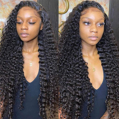 Realistic 13x4 HD Lace Front Wig - Deep Wave Human Hair with Skin-Like Finish, Invisible Bleached Knots, and Pre-Plucked Hairline - 12 / 13x4 Uncut HD Lace / 150% - Lyvelle