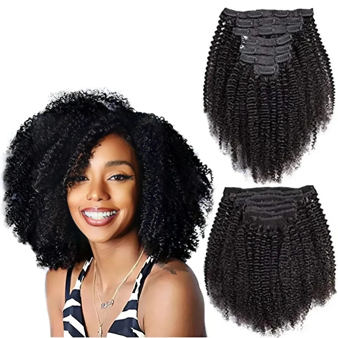 Kinky Curly Remy Human Hair Clip-In Extensions - Double Weft - 10" / Kinky Curly - Lyvelle