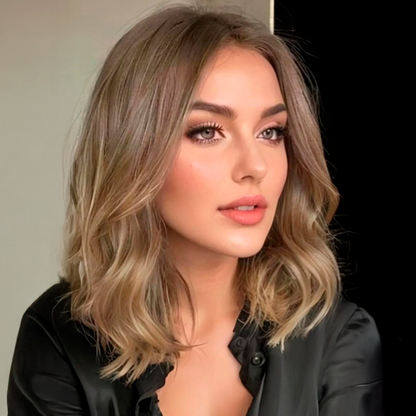 Topper de cabello natural de 35,5 cm con base de seda – Rubio oscuro de raíz