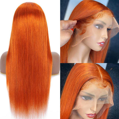 Orange Ginger 13x4/13x6 HD Lace Front Wig - Straight & Body Wave Pre-Colored Human Hair - 16 / 13x4 Lace / Straight-150% - Lyvelle