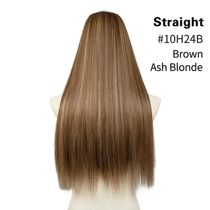 U-Part Straight Clip-In Hair Extensions – Natural Volume and Length - 24" / Straight / 10H24B - Lyvelle