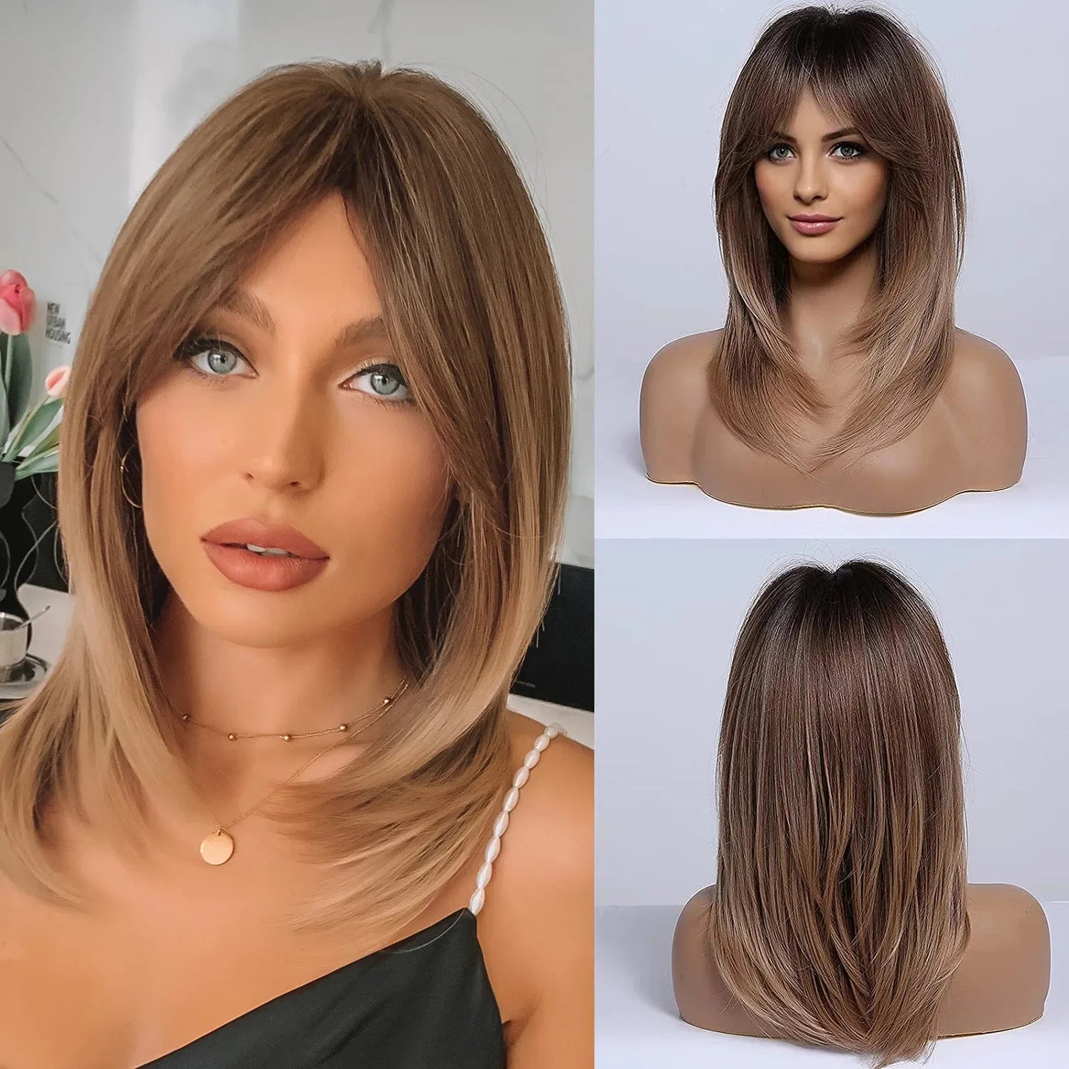 Royal Luxe Blonde Straight Bob Wig with Bangs - 18" / Straight / LC242-5 - Lyvelle