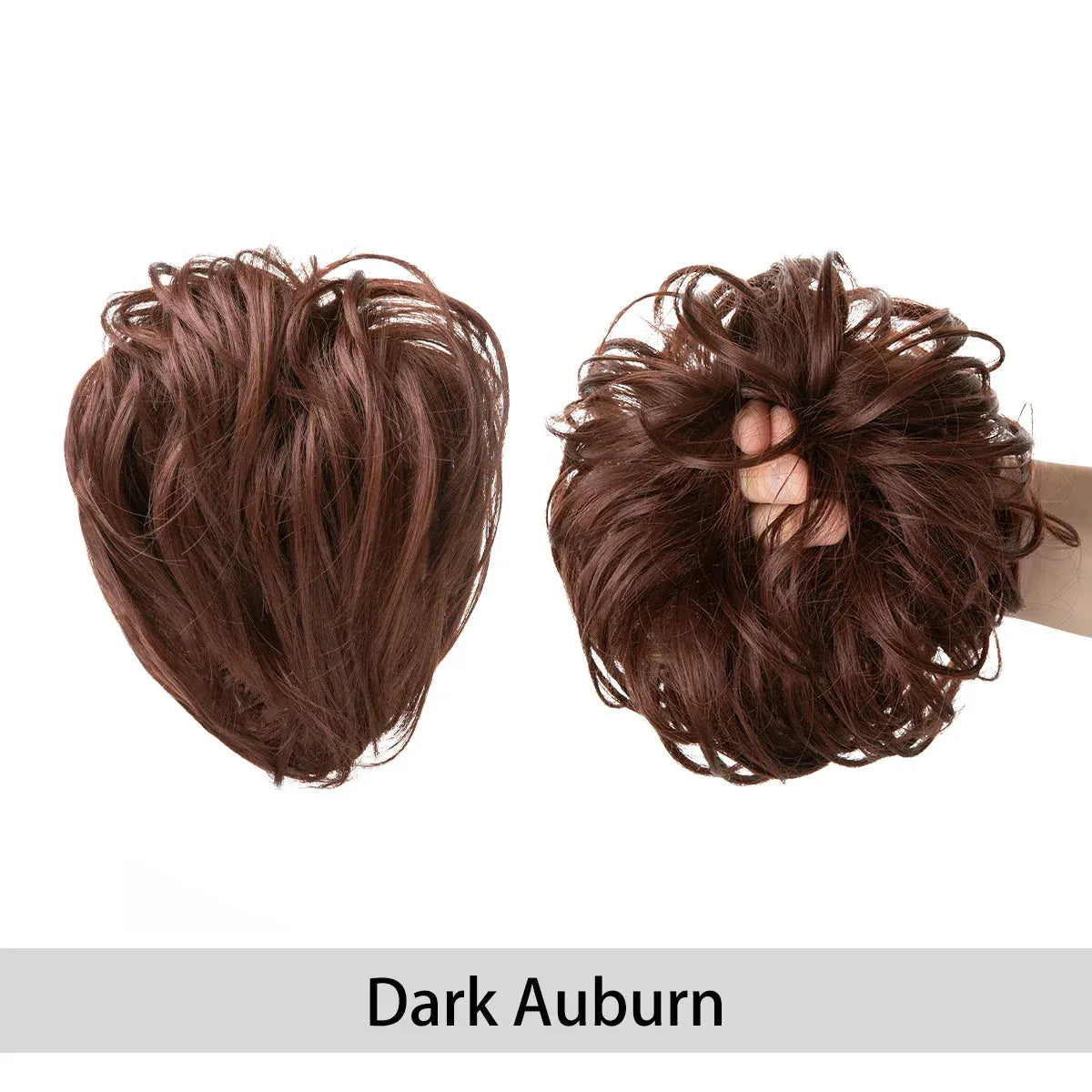 Curly Hair Bun Scrunchie – Instant Volume &amp; Effortless Style - dark auburn - Lyvelle