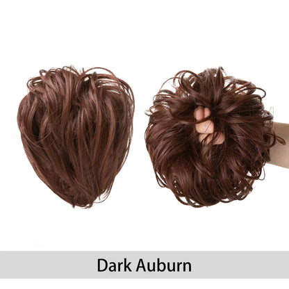 Curly Hair Bun Scrunchie – Instant Volume &amp; Effortless Style - dark auburn - Lyvelle